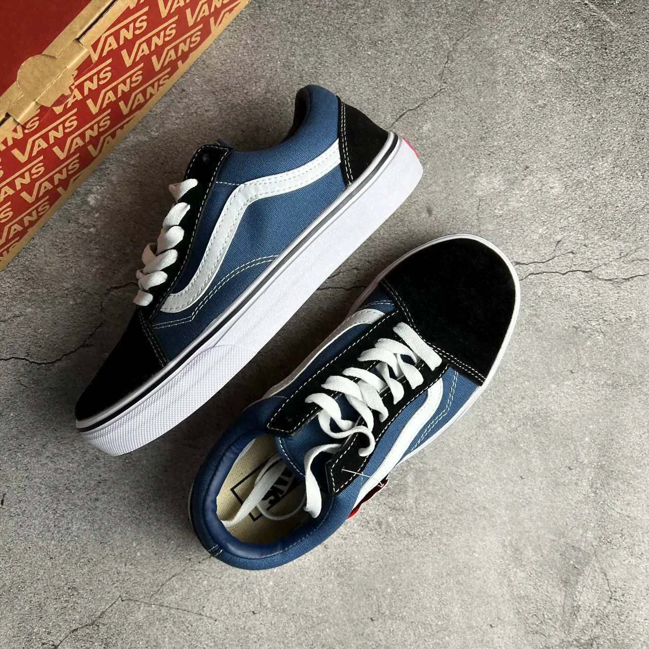 Кеды Vans Old Skool Navy Blue White-0