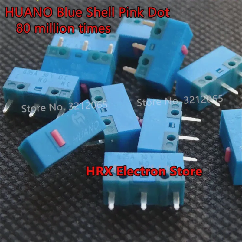 🛍 10 шт. HUANO Blue Shell Pink Dot mouse micro switch, срок службы кнопки 80 миллионов-1