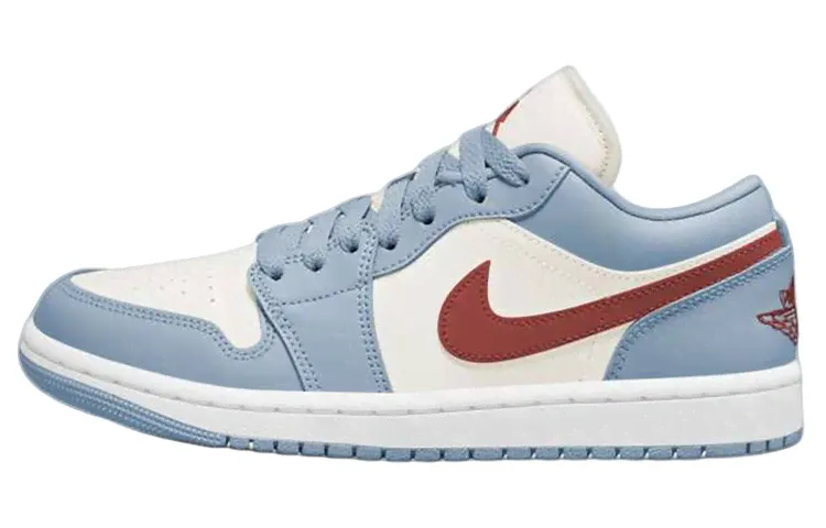 Кроссовки Jordan Air Jordan 1 Low Blue Grey Dune Red (Женская размерная сетка)-0