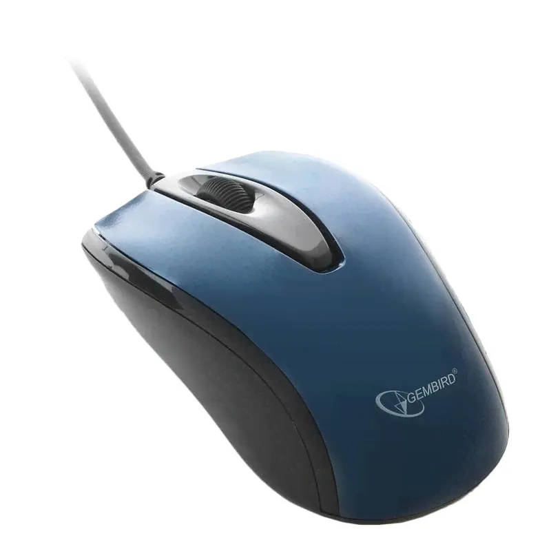 Мышь Gembird Blue USB, 1000DPI, бесшумный клик MOP-405-B
