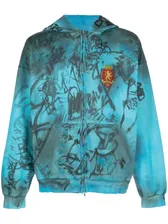 Balenciaga Skater Graffiti Zip up Hoodie blue