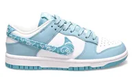 Nike Dunk Low Essential Blue Paisley, голубые с белым, кожа, текстиль, женские