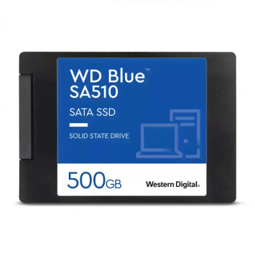 Твердотельный накопитель WD SSD Blue SA510, 500GB, 2.5" 7mm, SATA3, R/W 560/510MB/s, IOPs 90 000/82 000, TBW 200, DWPD 0.2 (12 мес.)