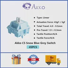 Ak-ko CS Snow Blue Grey Switch 5-контактный Линейный переключатель 43gf, Совместимый с Механической клавиатурой MX