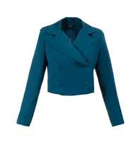Petrol blue cropped double-breasted blazer