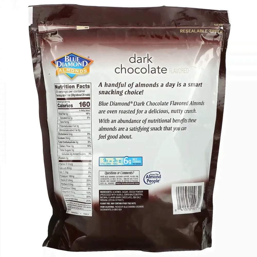 Blue Diamond, Almonds, обжаренный в духовке миндаль, темный шоколад, 709 г (25 унций)-1