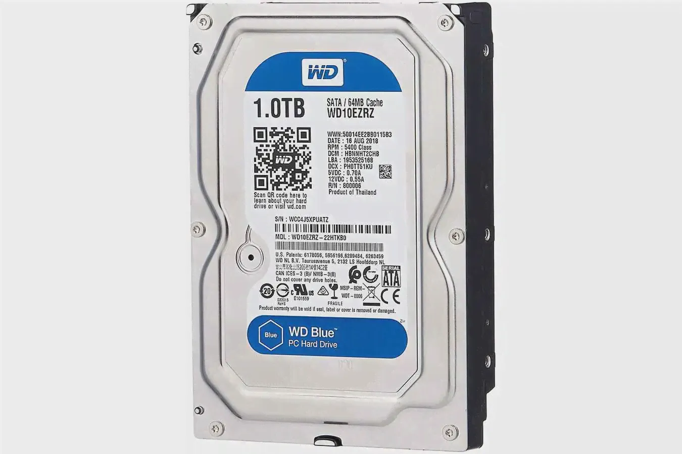 Жесткий диск HDD SATA 3.5 1000Gb Western Digital Blue WD10EZRZ 5400rpm 64Mb cache