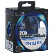 Лампа галогенная H7 - PHILIPS Color Vision +60% Blue 12V 55W Синяя Комплект