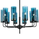  Black & Blue Glass Tube Chandelier 10