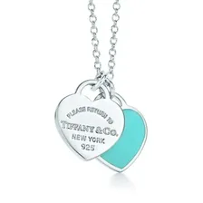 Колье с двумя подвесками в форме сердца Tiffany Blue