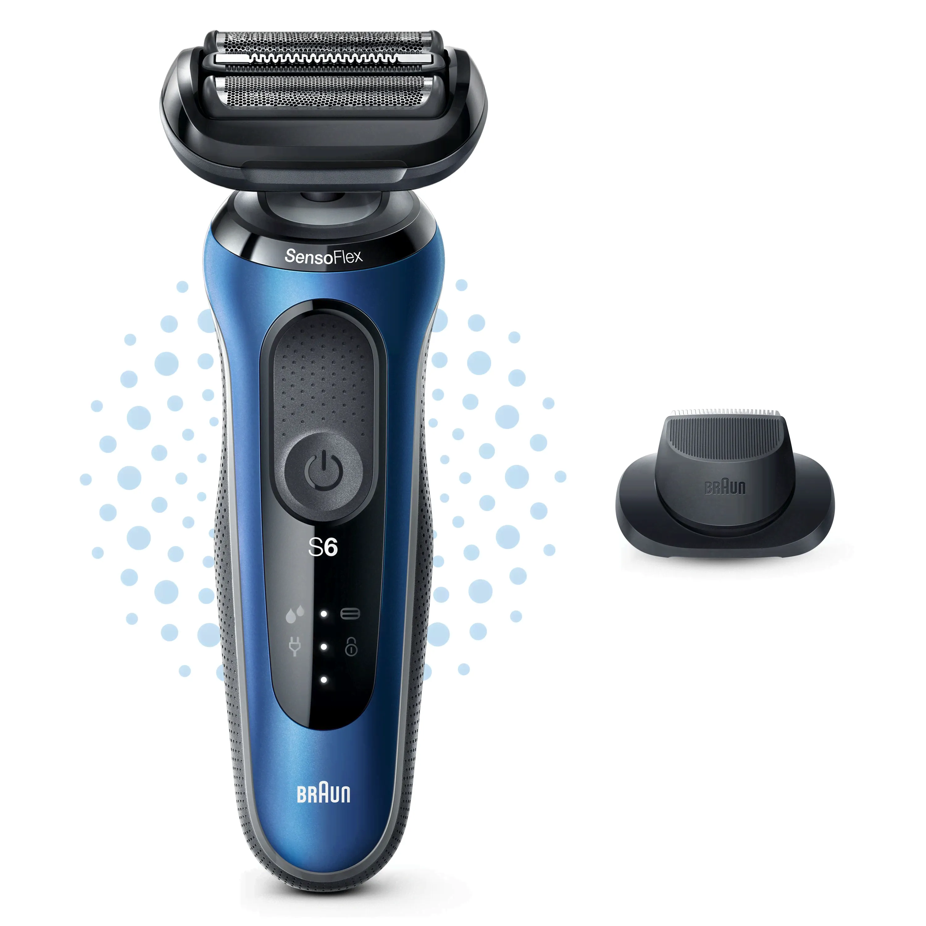 Мужская электробритва Braun Series 6 61-B1200s Blue / насадка-триммер / сухое и влажное бритьё