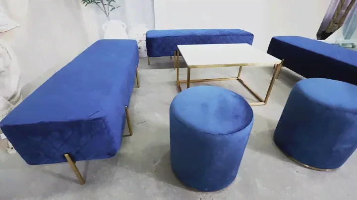 Navy Blue Velvet Furniture Set Up | Party Hire Group
