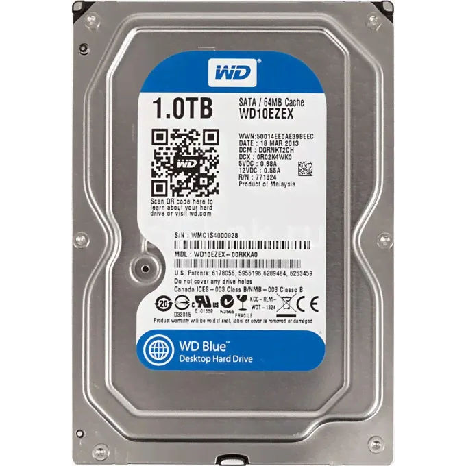 Жесткий диск WESTERN DIGITAL CAVIAR BLUE , 1ТБ, HDD, SATA III, 3.5" WD10EZEX-0