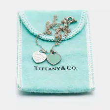 Tiffany & Co. Return To Tiffany Blue Enamel Double Heart Tag Pendant Necklace 909615 (голубой, lpn24566792)