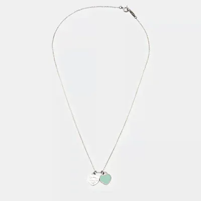Tiffany & Co. Return To Tiffany Blue Enamel Double Heart Tag Pendant Necklace 909615 (голубой, lpn24566792)-3