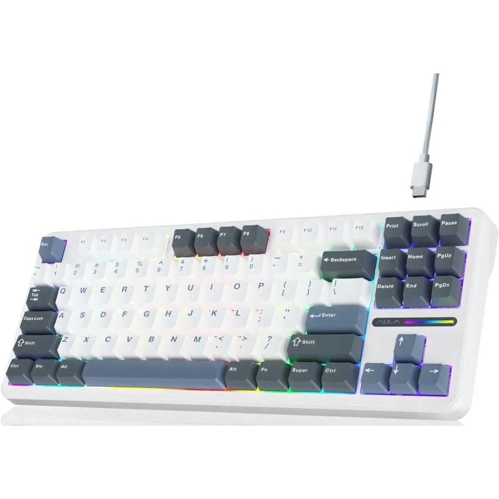 Клавиатура AULA F87 White-Black-Blue-0