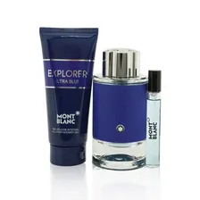 Mont Blanc Explorer Ultra Blue Набор: Парфюмированная Вода Спрей 100мл + Парфюмированная Вода Спрей 7.5мл + Гель для Душа 100мл 3pcs