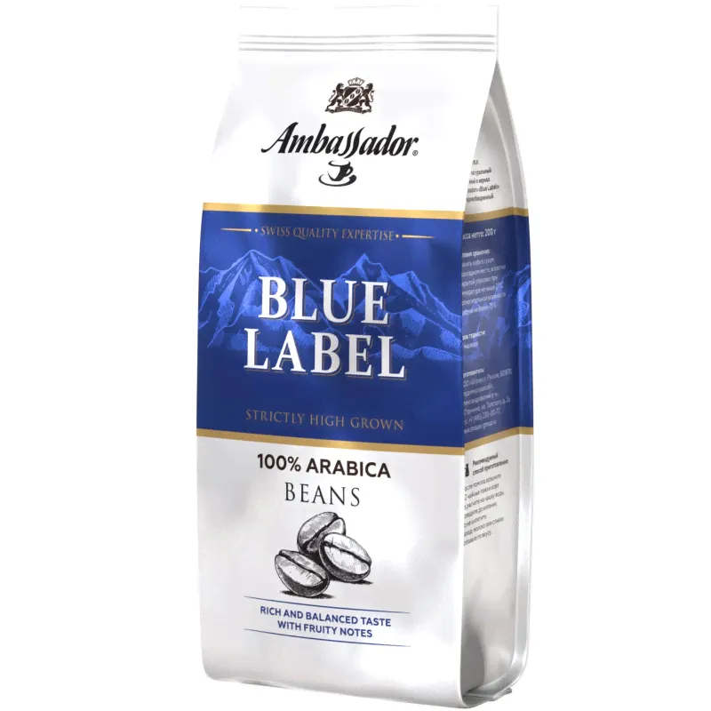 Кофе Ambassador Blue Label натуральный жареный в зёрнах, 200г-4