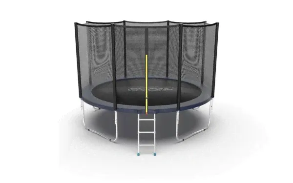 EVO JUMP External 12ft (Blue) Батут с внешней сеткой и лестницей, диаметр 12ft (синий/зелёный)