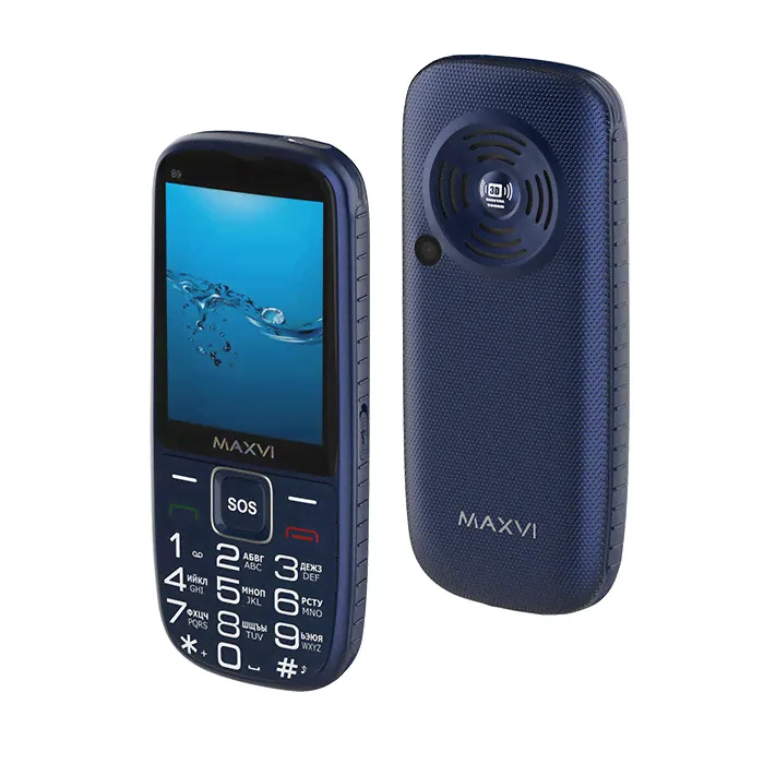 Мобильный телефон кнопочный Мобильный телефон кнопочный MAXVI B9 Blue (2 SIM)-0