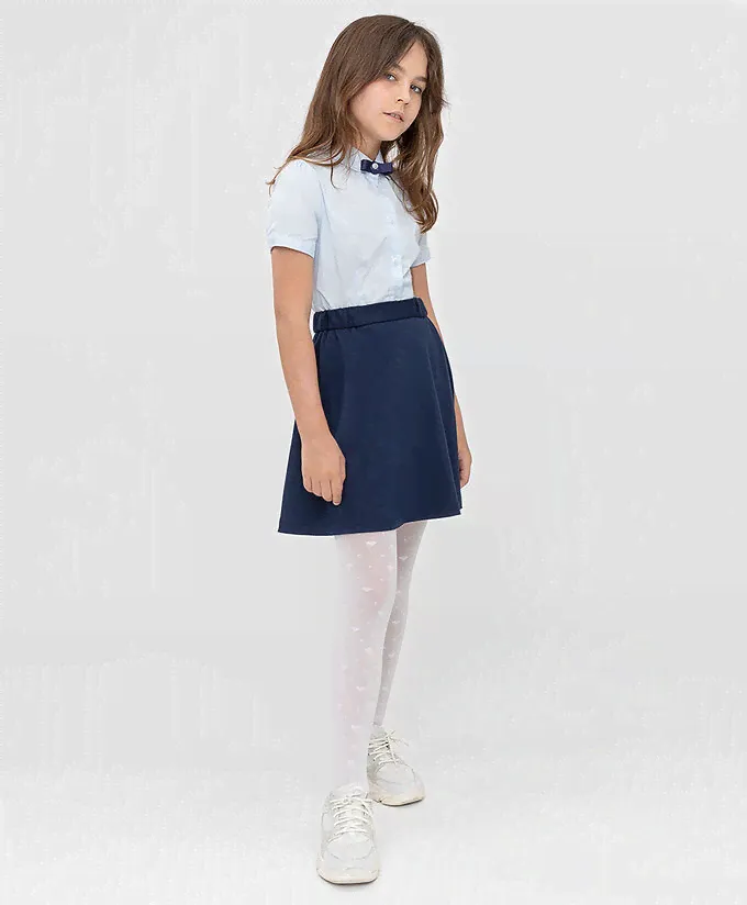 Юбка-колокол из плотного трикотажа синяя Button Blue-4